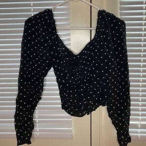 Long sleeve polkadot crop top